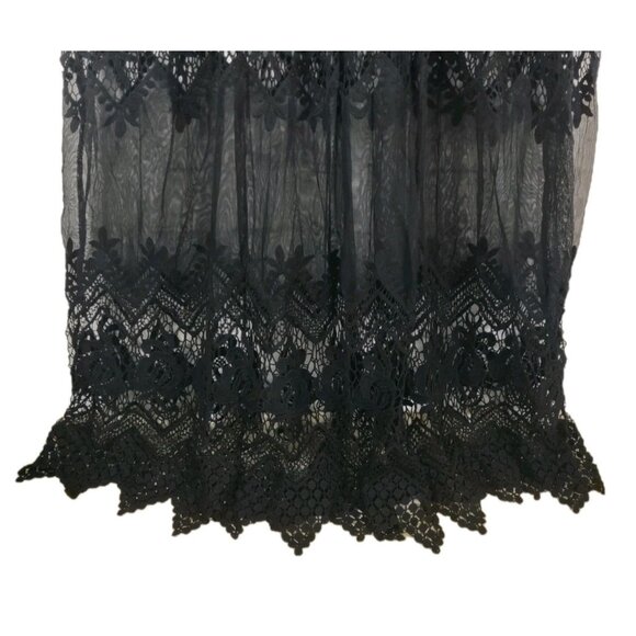 Colleen Lopez Sheer Lace Robe Coverup Lingerie 1X Black Femme Fatale Fairy Goth - Picture 9 of 9